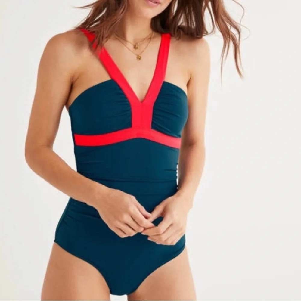 Boden Corsica Colorblock One Piece Swimsuit Navy Pink Womens 6L S0148